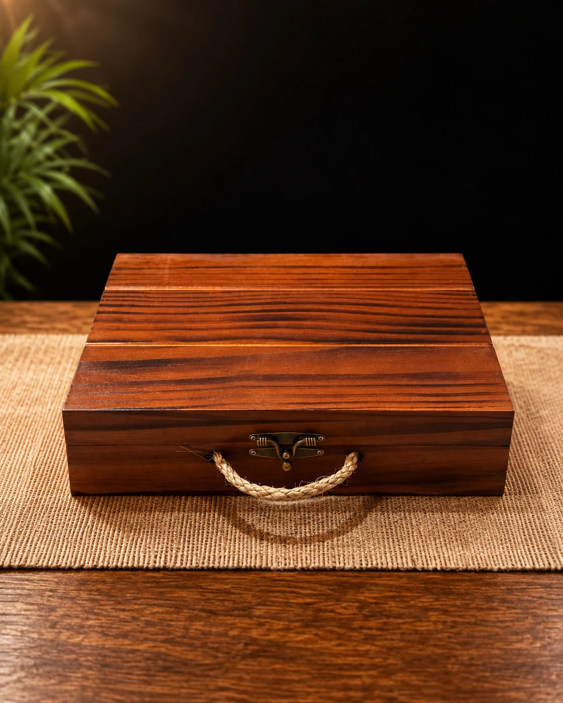 Duo-Grill Case cerrado, con la manija de soga y el broche central