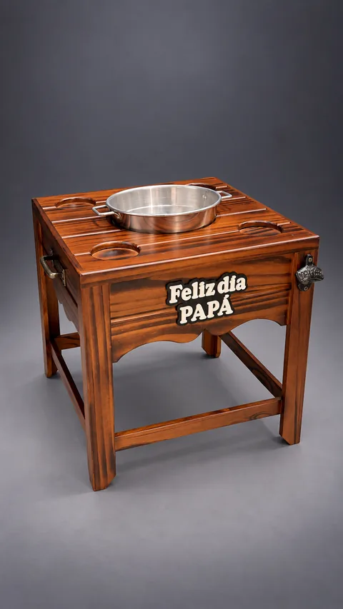 Mesa con Porta Champañera de madera, hecho por DPINOS en Caaguazú